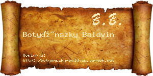 Botyánszky Baldvin névjegykártya